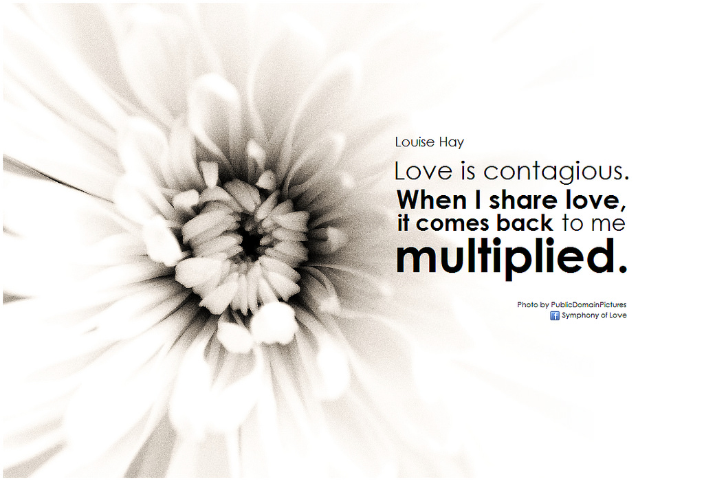 Louise Hay Love is contagious. When I share love, it comes back to me multiplied1
