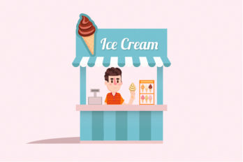 business owner scooping ice cream