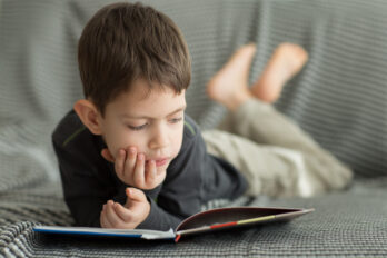 Boy,Learns,To,Read,A,Book,For,Children,In,The