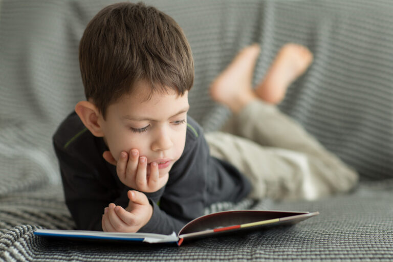 Boy,Learns,To,Read,A,Book,For,Children,In,The