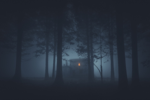 Scary,House,In,Mysterious,Horror,Forest,At,Night